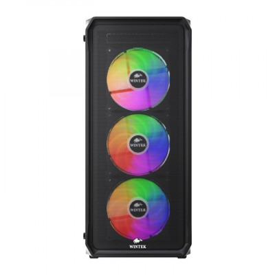 Корпус Wintek Tornado Pro PS195-B-M TG, ATX, USB 2*3.0/1*2.0, HD+Mic, 0,5mm, 4*12cm ARGB, Black