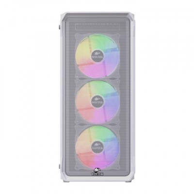 Корпус Wintek Tornado Pro PS195-W-M TG, ATX, USB 2*3.0/1*2.0, HD+Mic, 0,5mm, 4*12cm ARGB, White
