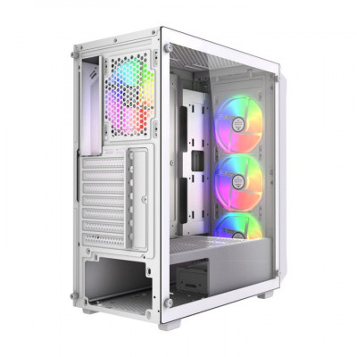 Корпус Wintek Tornado Pro PS195-W-M TG, ATX, USB 2*3.0/1*2.0, HD+Mic, 0,5mm, 4*12cm ARGB, White