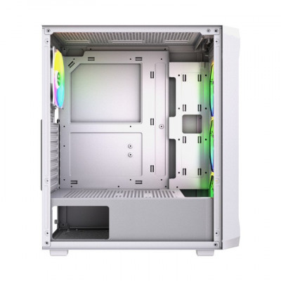 Корпус Wintek Tornado Pro PS195-W-M TG, ATX, USB 2*3.0/1*2.0, HD+Mic, 0,5mm, 4*12cm ARGB, White