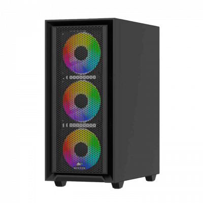Корпус Wintek Apollo 802-B-M TG, ATX/Micro ATX, USB 1*3.0/2*2.0, HD+Mic, 4*12cm ARGB (контроллер + пульт д/у в комплекте), чёрный