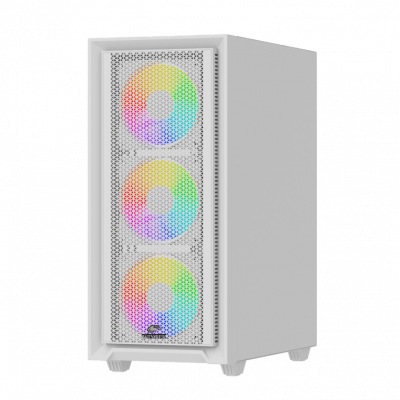 Корпус Wintek Apollo 802-W-M TG, ATX/Micro ATX, USB 1*3.0/2*2.0, HD+Mic, 4*12cm ARGB (контроллер + пульт д/у в комплекте), белый