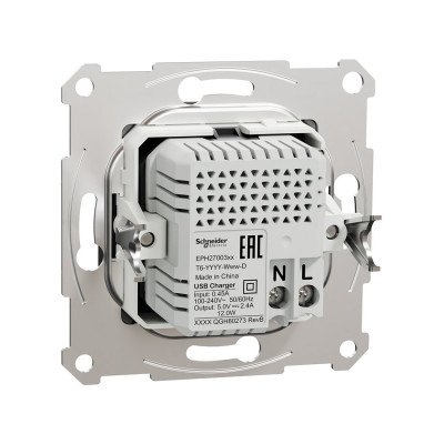 Розетка USB SE EPH2700371 Asfora A+С механизм антрацит