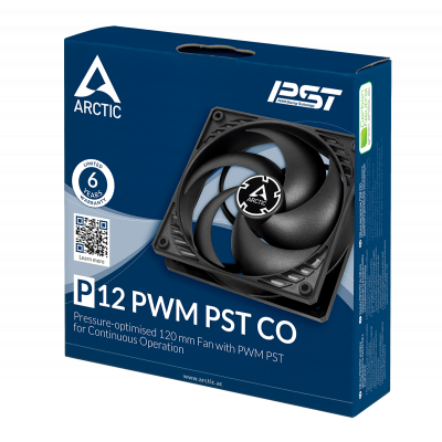 Кулер для корпуса ARCTIC P12 PWM PST CO (Black), ACFAN00121A, 12cm, 200-1800rpm, 4Pin, Ball Bearing