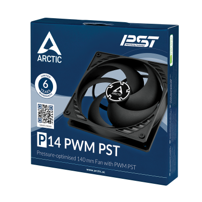 Кулер для корпуса ARCTIC P14 PWM PST (Black), ACFAN00125A, 14cm, 200-1700rpm, 4Pin, Fluid Dynamic