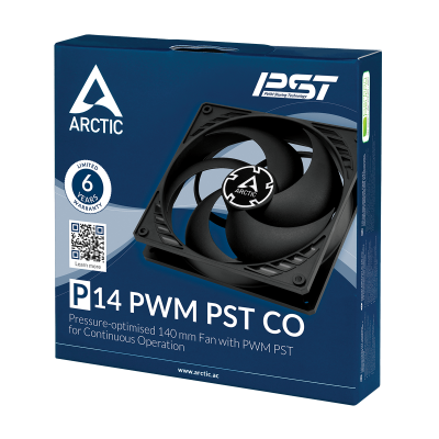 Кулер для корпуса ARCTIC P14 PWM PST CO (Black), ACFAN00126A, 14cm, 200-1700rpm, 4Pin, Ball Bearing