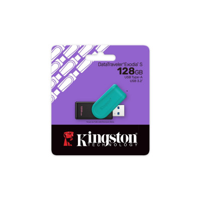 Флэш-накопитель Kingston 128Gb USB3.2 Gen1 Data Traveler Exodia S (Black+Teal)