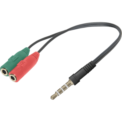 Переходник Headset Jack 2*3.5jack—3.5 4pin jack 0,15м