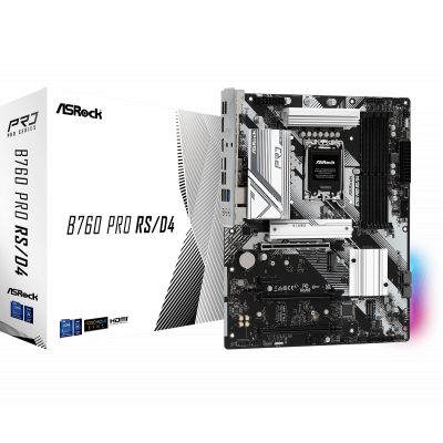 Материнская плата ASRock B760 PRO RS/D4 LGA1700 4xDDR4 4xSATA RAID 2xM.2 HDMI DP ATX