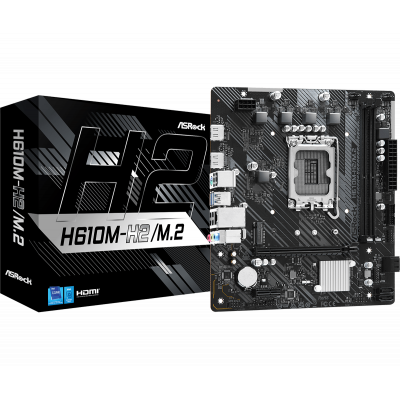 Материнская плата ASRock H610M-H2/M.2 LGA1700 2xDDR4 4xSATA 1xUM.2 2xHDMI mATX