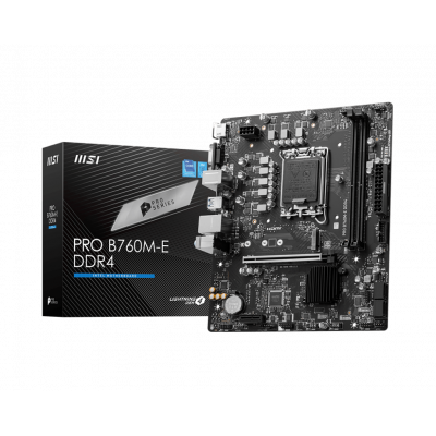 Материнская плата MSI PRO B760M-E DDR4 LGA1700 2xDDR4 4xSATA3 M.2 VGA HDMI mATX