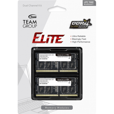 Оперативная память для ноутбука 32GB Kit (2x16GB) DDR4 3200Mhz TG ELITE SO-DIMM TED432G3200C22DC-S01