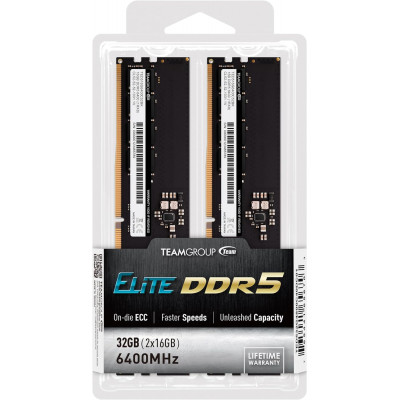 Оперативная память 32GB Kit (2x16GB) 6400MHz DDR5 Team Group ELITE PC5-51200 TED532G6400C52DC01