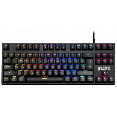 Клавиатура проводная игровая механическая Defender Blitz GK-240L RU,Rainbow (Черный), USB, ENG/RU, Н