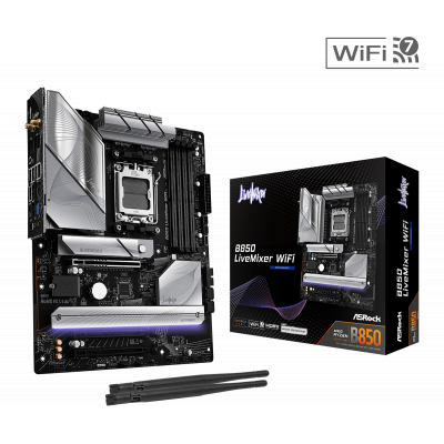 Материнская плата ASRock B850 LIVEMIXER WIFI AM5 4xDDR5 2xSATA 3xM.2 23xUSB 1xHDMI 1xDP ATX