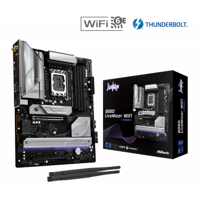 Материнская плата ASRock B860M LIVEMIXER WIFI LGA1851 4xDDR5 4xSATA 3xM.2 1xHDMI 1xThund4 WiFi ATX
