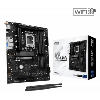 Материнская плата ASRock B860 PRO-A WIFI LGA1851 4xDDR5 4xSATA 3xM.2 1xHDMI 1xDP WiFi ATX
