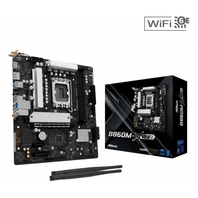 Материнская плата ASRock B860M-X WIFI LGA1851 2xDDR5 4xSATA 2xM.2 1xHDMI 1xDP WiFi mATX