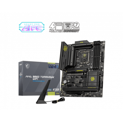 Материнская плата MSI MAG B860 TOMAHAWK WIFI LGA1851 4xDDR5 4xSATA3 RAID 3xM.2 HDMI DP 2xType-C ATX