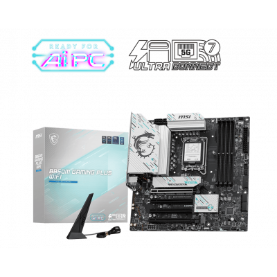 Материнская плата MSI B860M GAMING PLUS WIFI LGA1851 4xDDR5 4xSATA3 RAID 3xM.2 HDMI DP 2xType-C mATX
