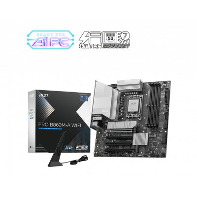 Материнская плата MSI PRO B860M-A WIFI LGA1851 4xDDR5 4xSATA3 RAID 3xM.2 HDMI 2xType-C DP mATX