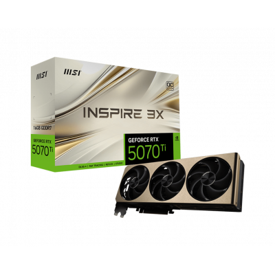Видеокарта MSI GeForce RTX 5070 Ti 16G INSPIRE 3X OC, 16Gb GDDR7 256-bit 1xHDMI 3xDP