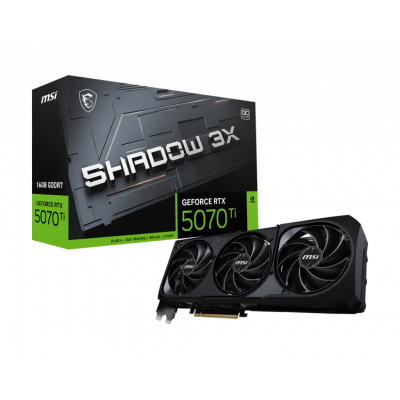 Видеокарта MSI GeForce RTX 5070 Ti 16G SHADOW 3X OC, 16Gb GDDR7 256-bit 1xHDMI 3xDP
