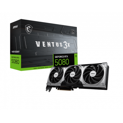 Видеокарта MSI GeForce RTX 5080 16G VENTUS 3X, 16Gb GDDR7 256-bit 1xHDMI 3xDP