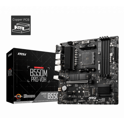 Материнская плата MSI B550M PRO-VDH AM4 4xDDR4 4xSATA3 2xM.2 VGA HDMI DP mATX