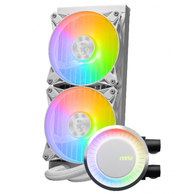 Водяное охлаждение для CPU MSI MAG CORELIQUID E240 WHITE. Socket Intel/AMD, 4pin, Fan 2x120см, ARGB