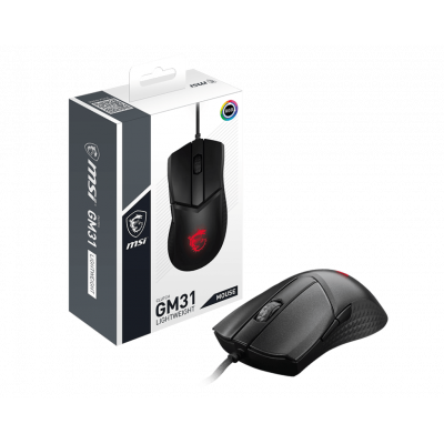 Мышь MSI Clutch Clutch GM31 LIGHTWEIGHT RGB USB2.0/кабель 2м/Вес 174г./Черный