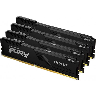 Оперативная память 64GB Kit (4x16Gb) DDR4 3200MHz Kingston FURY Beast Black CL16 KF432C16BB1K4/64