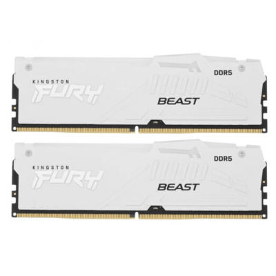 Оперативная память  64GB Kit (2x32) DDR5 6000MHz Kingston FURY Beast White RGB XMP KF560C30BWAK2-64