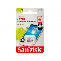 Карта памяти SANDISK 32Gb ULTRA microSD UHS-I Чтение до 48 МБ/с, C10, SDSQUNB-032G-GN3MN