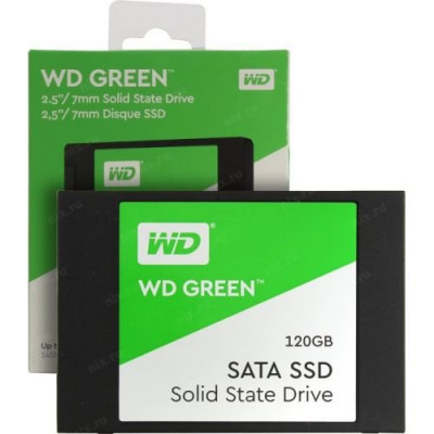 Твердотельный накопитель  120GB SSD WD GREEN 2.5” SATA3 R545Mb/s Толщина 7мм WDS120G2G0A