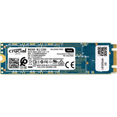 Твердотельный накопитель  500Gb SSD Crucial MX500 M.2 2280 SATA3  R560Mb/s W510MB/s CT500MX500SSD4
