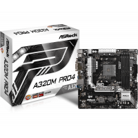 Материнская плата ASRock A320M PRO4 Socket AM4 4xDDR4 4xSATA3 RAID 2xM.2 D-Sub DVI HDMI mATX
