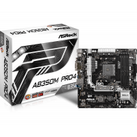 Материнская плата ASRock AB350M PRO4 Socket AM4 B350 4xDDR4 6xSATA3 RAID D-Sub DVI HDMI mATX BOX