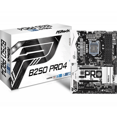 Материнская плата ASRock B250 PRO4 LGA1151 iB250 4xDDR4 6xSATA3 2xM.2   1xD-Sub 1xDVI 1xHDMI ATX BOX