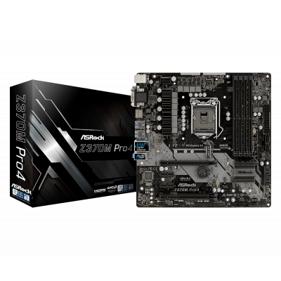 Материнская плата ASRock Z370M PRO4 LGA-1151 4xDDR4 (4300+) 6xSATA 2xUltra M.2 D-Sub/DVI-D/HDMI mATX