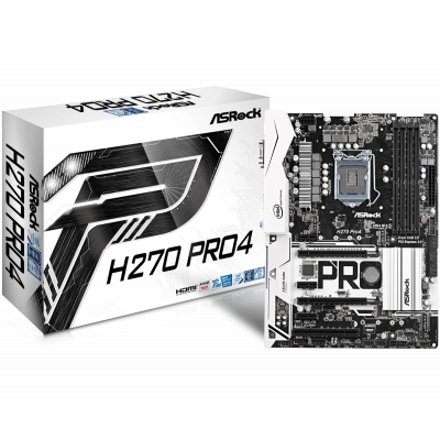 Материнская плата ASRock H270 PRO4 LGA1151 iH270 4xDDR4 6xSATA3 1xUltraM.2 1xM2 D-Sub DVI HDMI ATX