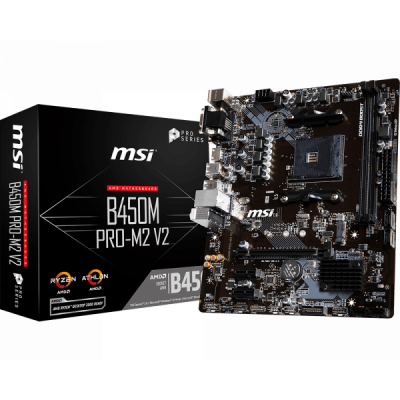 Материнская плата MSI B450M PRO-M2 V2 AM4 B450 2xDDR4 4xSATA3 1xM.2 VGA DVI HDMI mATX