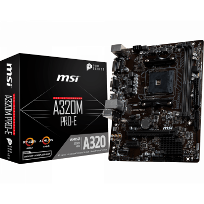 Материнская плата MSI A320M PRO-E AM4 A320 2xDDR4 4xSATA3 RAID D-Sub DVI mATX