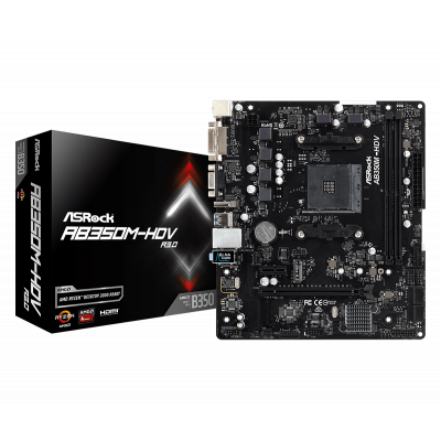 Материнская плата ASRock AB350M-HDV R4.0 AM4 2xDDR4 4xSATA3 RAID 1xUltraM.2 mATX