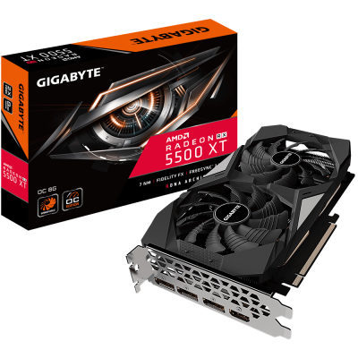 Видеокарта Gigabyte  RADEON RX 5500 XT OC 8GB GDDR6 128bit HDMI 3xDP GV-R55XTOC-8GD