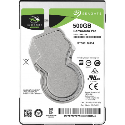 Жесткий диск для ноутбука   500Gb Seagate BarraCuda Pro SATA 6Gb/s 128Mb 2.5