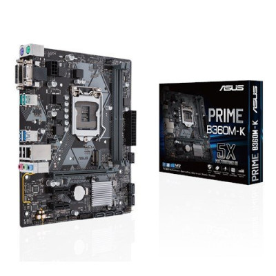 Материнская плата ASUS PRIME B360M-K LGA1151 iB360 2xDDR4 6xSATA3 1xM.2 DVI+D-Sub microATX