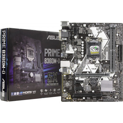 Материнская плата ASUS PRIME B360M-D LGA1151 iB360 2xDDR4 6xSATA3 1xM.2 HDMI+D-Sub microATX