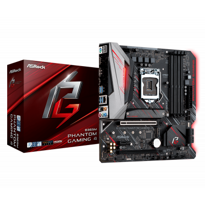 Материнская плата ASRock B365M PHANTOM GAMING 4 S1151 4xDDR4 6xSATA3 2xUM.2 HDMI DP mATX