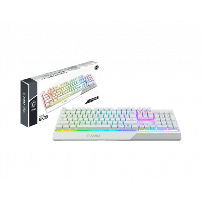 Игровая Клавиатура MSI Vigor GK30 WHITE RU, 106 клавиш, RGB SHOW,  кабель 1,8м, USB2.0